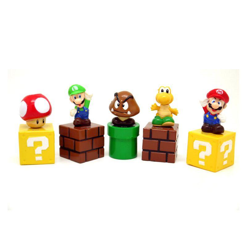 Super Mario 5pcs Bros Pvc Action Figures Decoration Game Mushroom Toys Kid Gifts