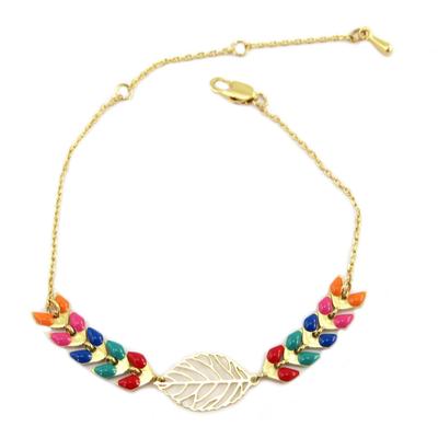[P6990] - Multicolored Gold 'Navajos' Designer Bracelet