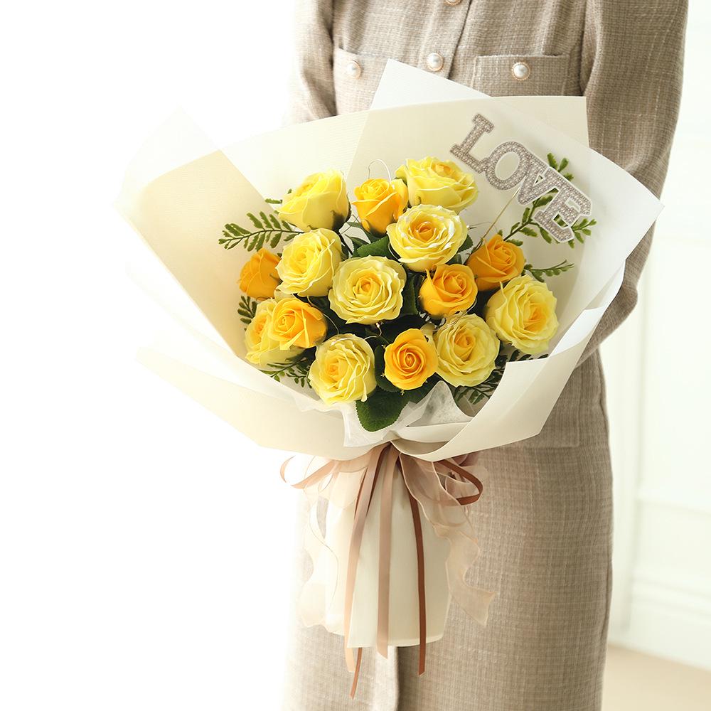 Korean Rose Soap Flower Bouquet - Gift for Valentine s Day, Qixi, Mother s Day & Teacher s Day жёлтый