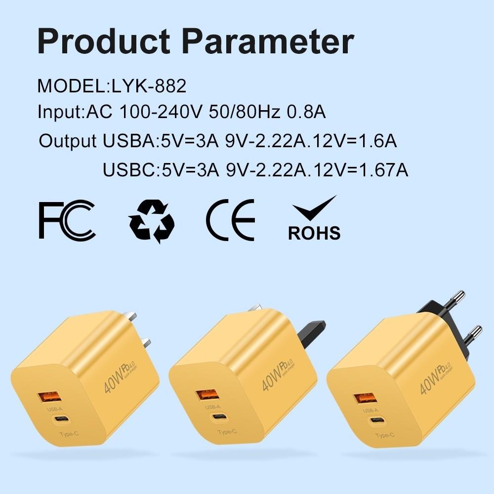 40W Fast Charging USB PD Charger Adapter Quick Charge 3.0 Mobile Phone PD Wall Charger EU/US Plug