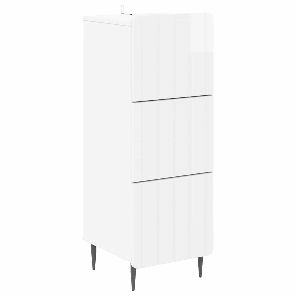 High Gloss White Drawer Cabinet 33 x 34.5 x 92 cm