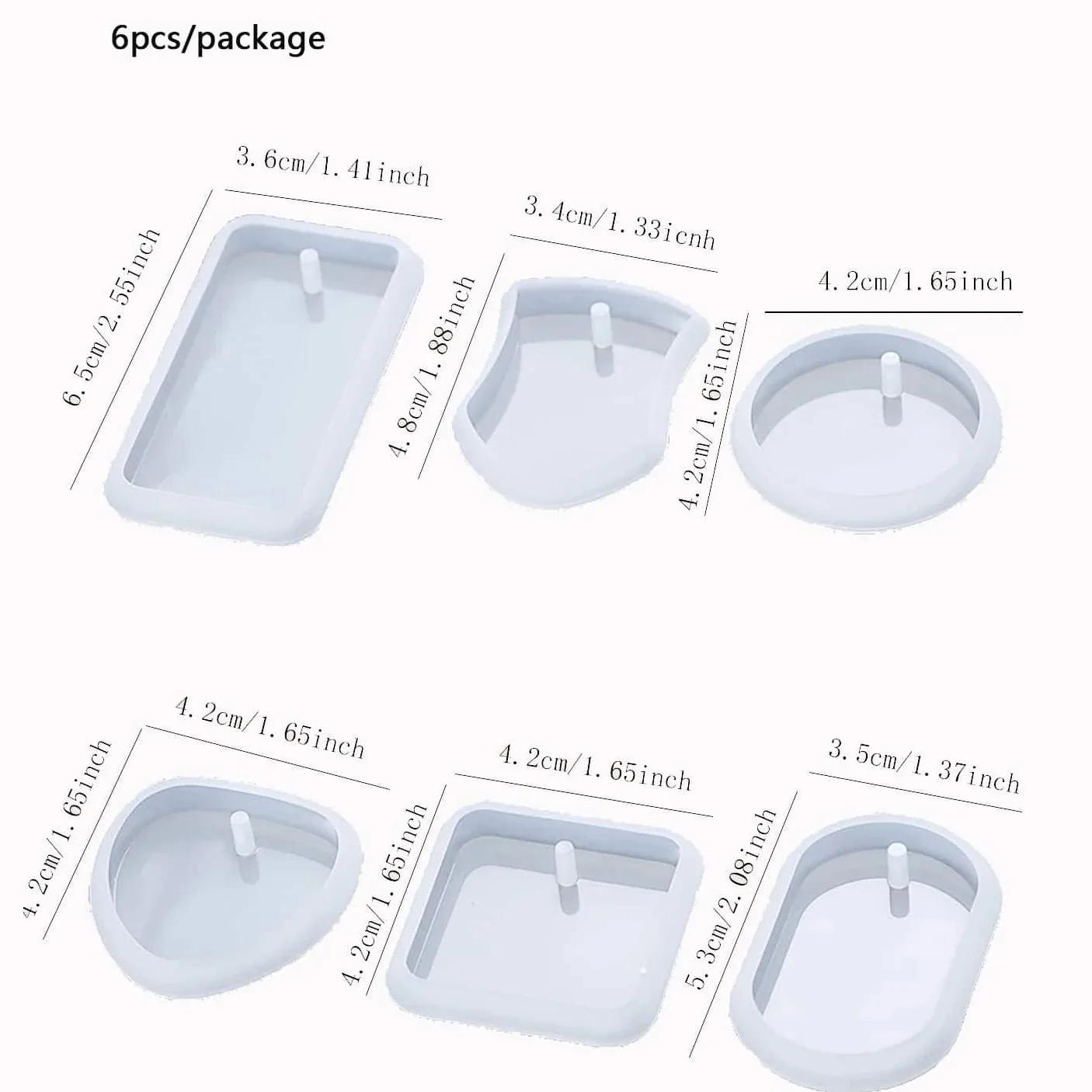 

6Pcs/Set DIY Keychain Pendant Casting Silicone Mould Keyrings Art Crafts Making Tools Crystal Epoxy Resin Mold