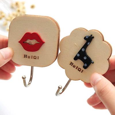 Gancio da Parete in Legno con Animali dei Cartoni Animati Appendiabiti Stile Retrò Camera da Letto Vestiti Cappelli Piccolo Gancio Senza Foratura