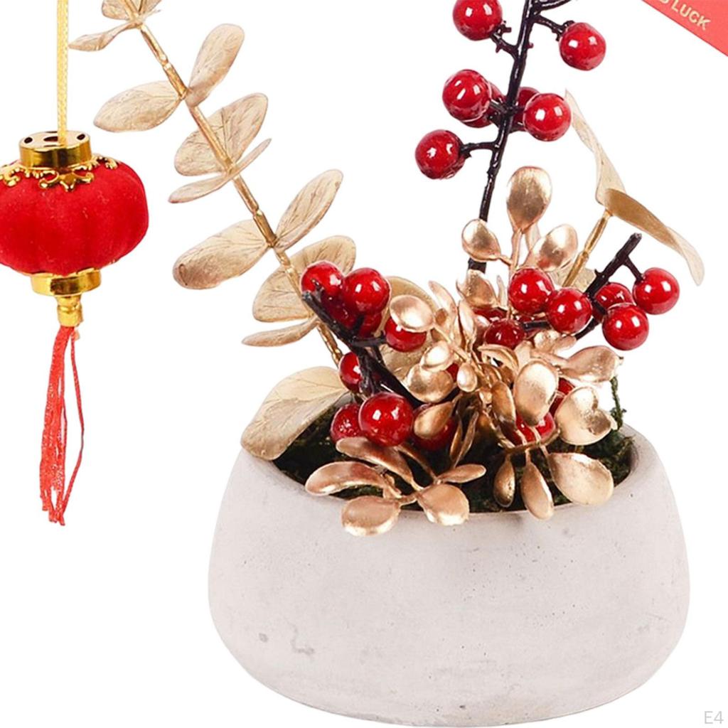 Artificial Potted Flower Bonsai Chinese Year Ornaments for Garden Dining Room