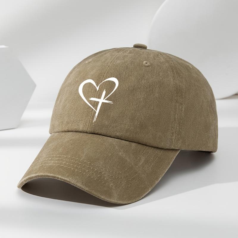 Love Cross Printed Baseball Cap Fashionable Outdoor Leisure Sports Sun Hat Washed Retro Soft Top Comfortable Peaked Cap
