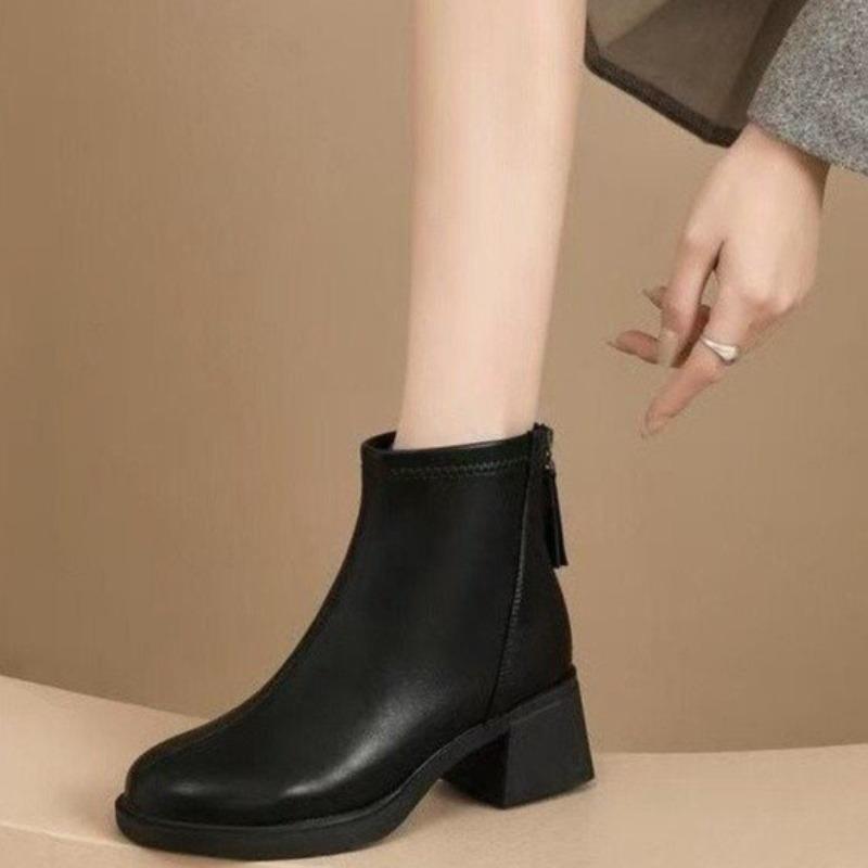 Mid-heel Shoes, Short Boots, Women's Shoes, New Autumn and Winter Styles, Single Boots, Chunky Boots
