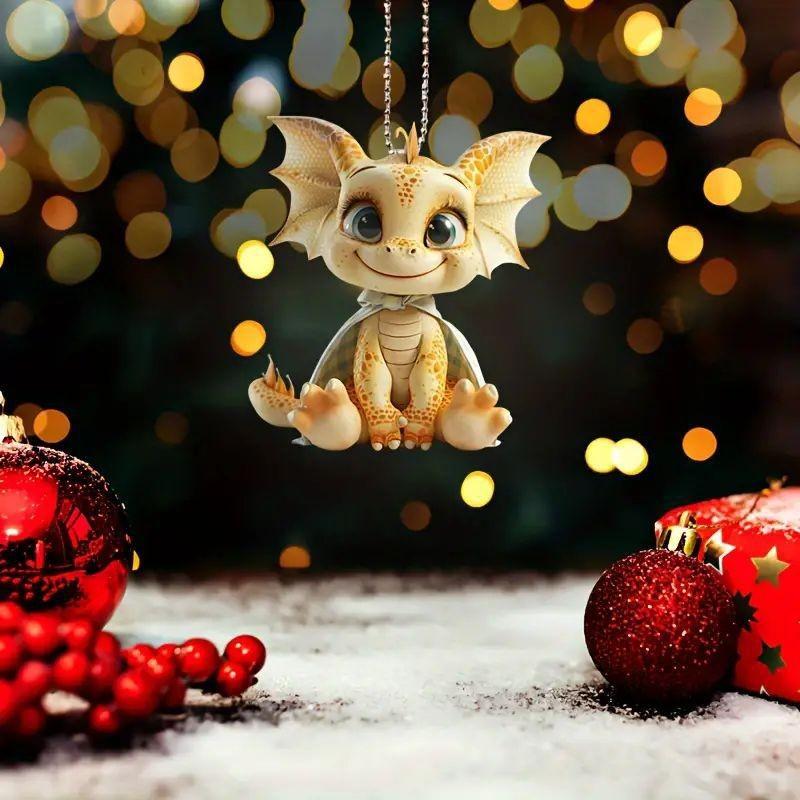 Entzückende Blau-Weiße Drachen Acryl Auto Dekoration Perfekt für Feiertagsstimmung