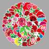 50pcs Cartoon Rose Flower Stickers for Laptop, Car, and Suitcase Decoration