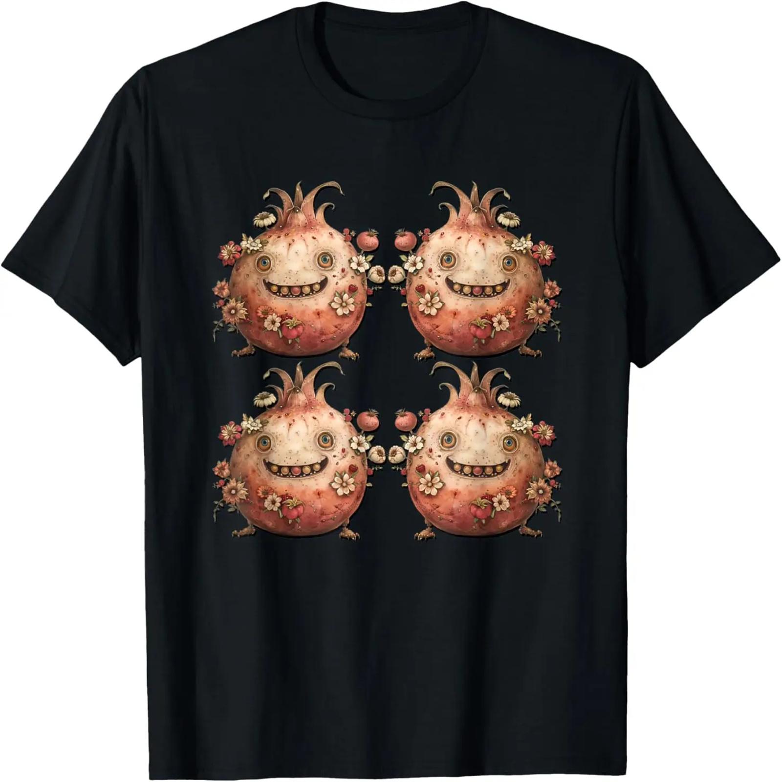 Whimsical Pomegranate Decor Cute Pattern Of Funny Fruits T-Shirt S