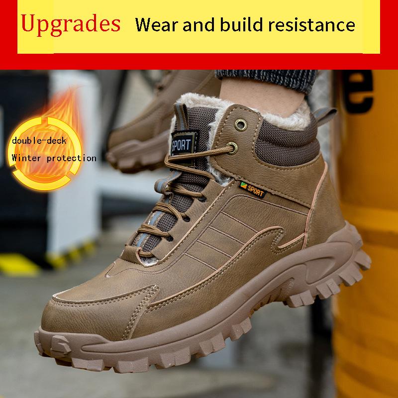 

Warm Safety Shoes Men s Plus-size work Protection Plush Steel Head Cap stab-proof Labor Protections Winter snow Cotton Boots 39