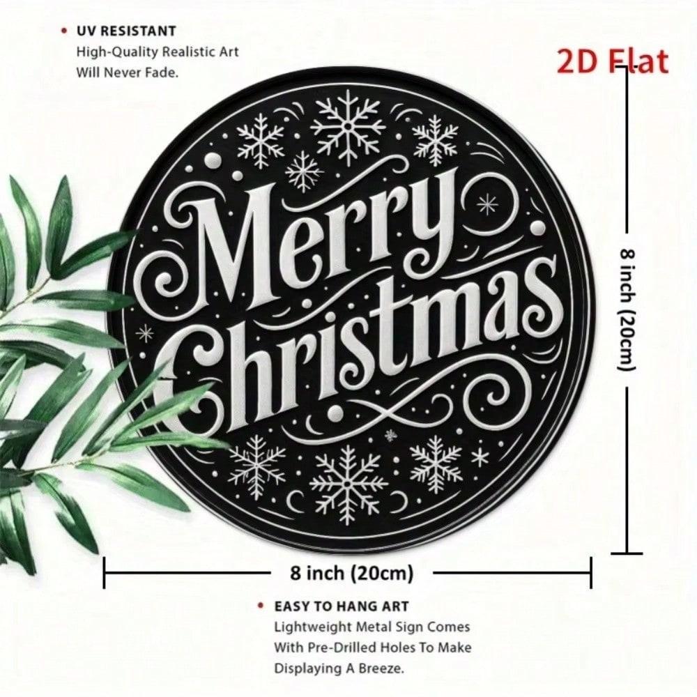 Vintage Merry Christmas Metal Sign Snowflake Tin Plaque Home Wall Decor Rustic Holiday Gift