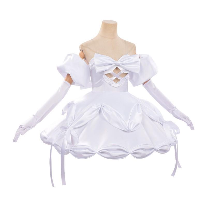 Blood Ghost Stage Cosplay Costume White Puff Sleeve Dress Full Set Anime Role Play Outfit