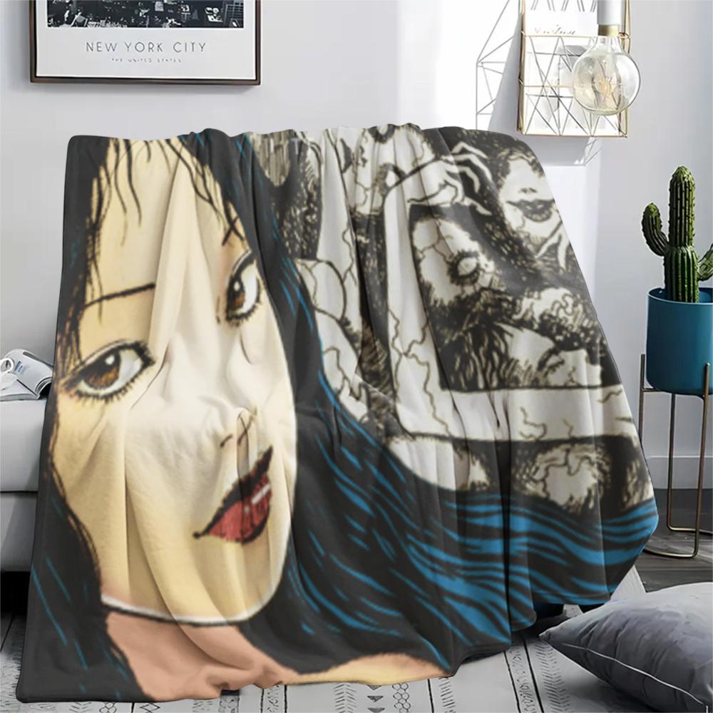 1PC Tomie Print Flannel Blanket, High quality Comfortable for All Seasons, Home Decor, Warmth and Comfort, Perfect for Christmas Gifts