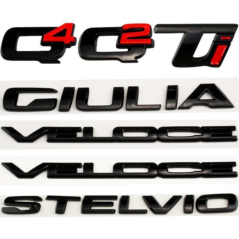 Q2 Q4 GIULIA VELOCE STELVIO Ti Emblem glänzend schwarz Autoaufkleber für Alfa Romeo Refir Heckklappe Autozubehör Kofferraumlabel Logo