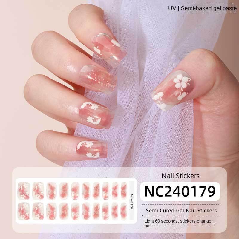 New Hot Stamping Laser Gel Nail Stickers French Nail Polish Glue Semi-cured Gel Nail Stickers