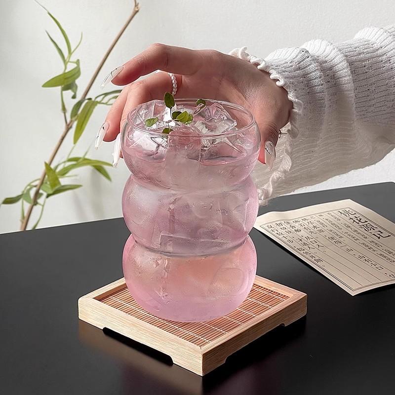 350/550ml Průhledný skleněný pohár Pohár na studenou kávu se slámkou Dezertní Džus Mléko Nápojové sklo Hrnek Párty Koktejlové sklenice Šálek na čaj