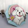 1pc Poodle Floral Automatic Folding Umbrella - 8-Rib Durable Iron Frame, Compact Portable for Daily Travel Yy251205042