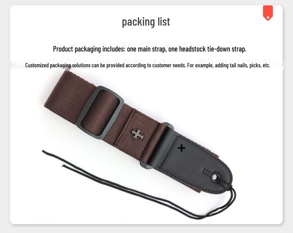 Cotton Folk Acoustic Guitar Strap with Pick Holder - Musical Instrument Accessories for Electric Guitar & Bass
