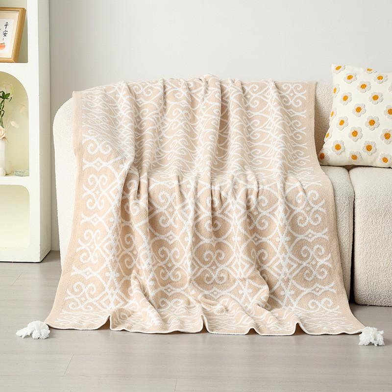 Bohemian Style Knitted Throw Blanket Sofa Bed Office Nap Cozy Lightweight Acrylic Warm