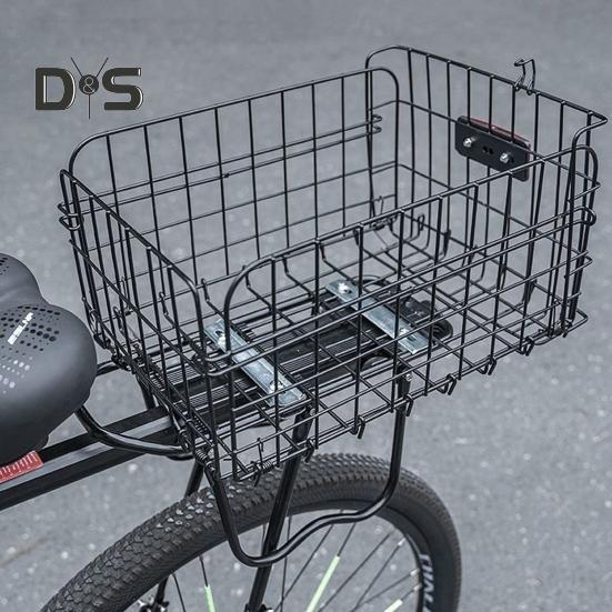 Bike Rear Storage Basket with Liner Foldable Heavy Duty Large Capacity Holds 56Lbs Universal MTB Road Mountain Bicycle Metal Wire Basket Bike