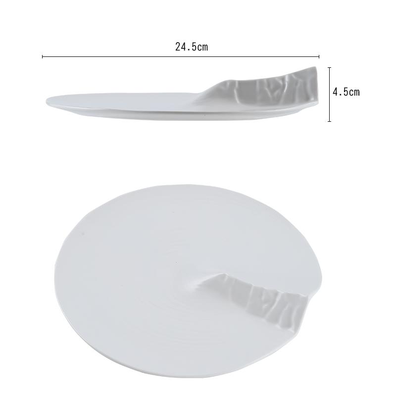 Round Stripe Ceramic Dinner Plate Restaurant Special-shaped Irregular Dessert Plate Hotel Restaurant Tableware Kitchen Utensils