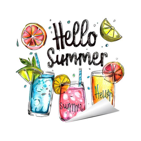 Hello Summer Window Clings Hawaiian Tropical Theme Static PVC Glass Sticker for Beach Pool Party Home Glass Doors Windows