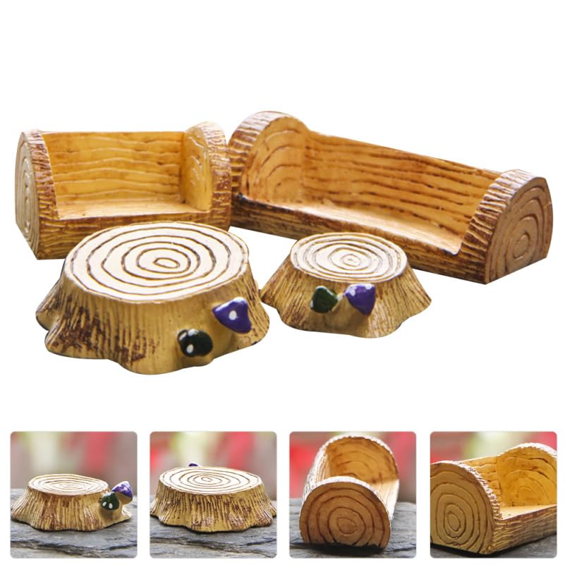 COHEALI Set of 4 Resin Tree Miniature Garden Micro Landscape Indoor and Outdoor Accessories Stumps, Objects, Decorations, 2.9x1.2x1 Inch,