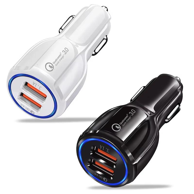 18W 3.1A Car Charger Dual USB Fast Charging QC Phone Charger Adapter For iPhone 16 Pro Max 13 14 15 Pro Xiaomi Samsung Huawei