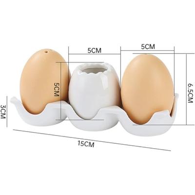 Egg-Shaped Ceramic Spice Shaker Seasoning Dispenser Porcelain Cruets Salt and Pepper Powder Tank with Tray for Barbecue Kitchen