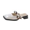 Skor med tjock klack Flip-flops Nya Mellanhöga Fyrkantig tå Halvtofflor för Lata Människor