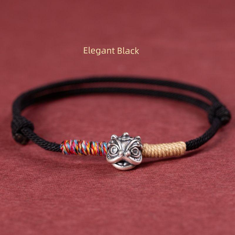 

Китайский браслет Фад Синши для девочек из стерлингового серебра, ручной работы, плетеный шнур, браслет для пары с красной веревкой, хороший товар Lion-Women s Elegance black-anklet