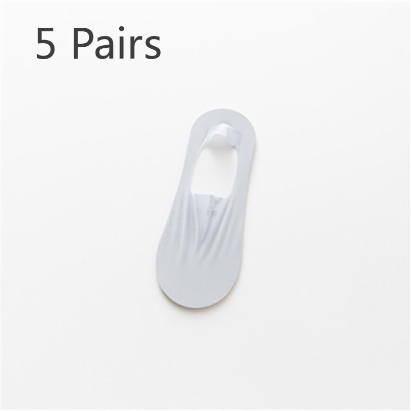 5 Pairs of Women's Summer Solid Color Invisible Thin Ice Silk Shallow Mouth Boat Socks