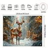 Rural Christmas Party Banner Reindeer Winter Wonderland Design Suitable for Home and Outdoor Wall Hanging