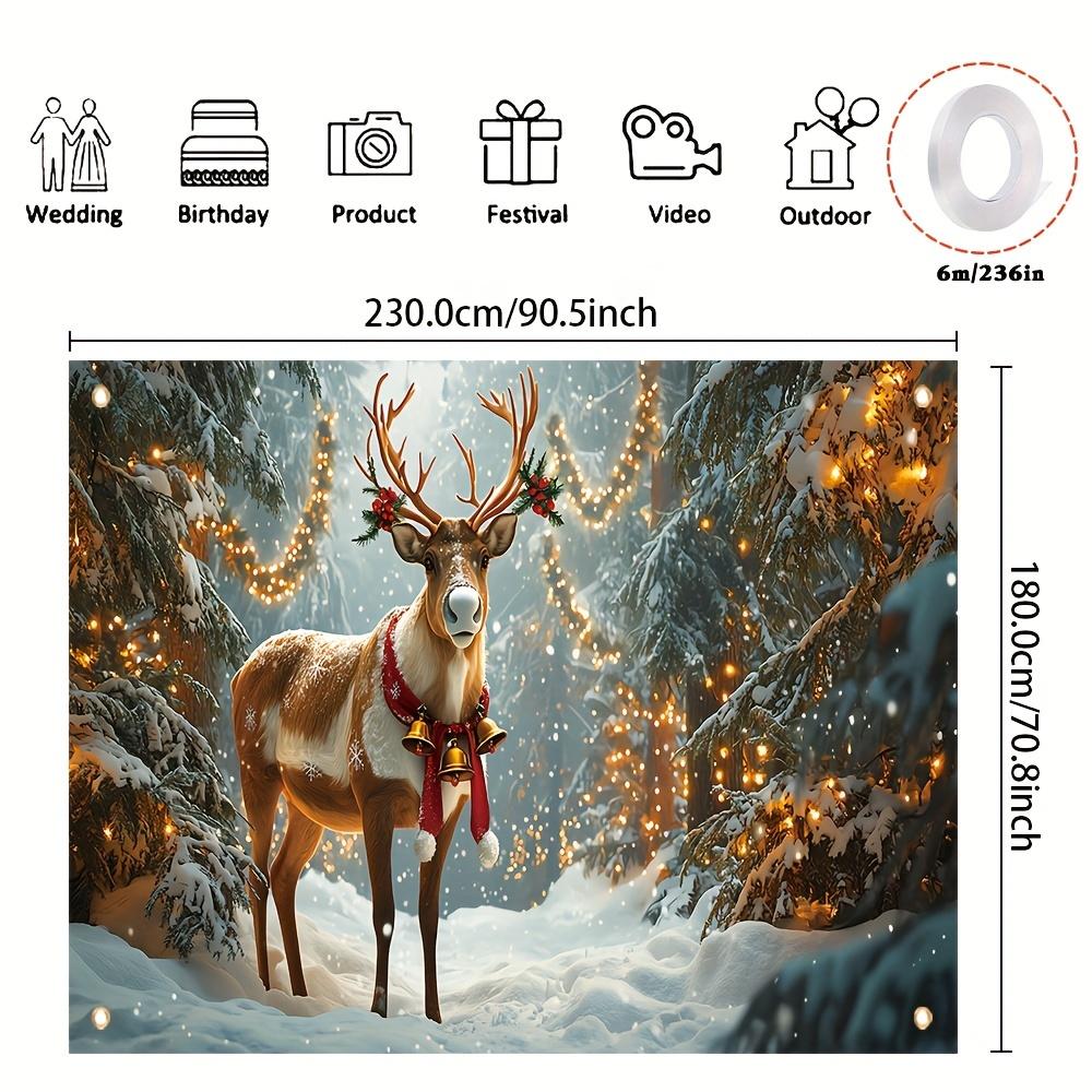 Rural Christmas Party Banner Reindeer Winter Wonderland Design Suitable for Home and Outdoor Wall Hanging