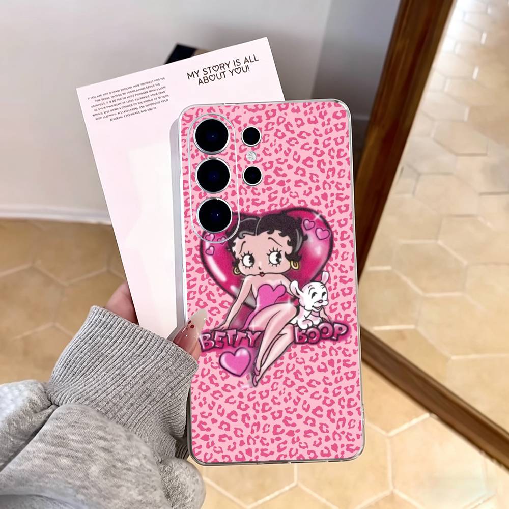B-Betty Cute B-Boop Phone Case For Samsung S25,S24,S21,S22,S23,S30,Ultra,S20,Plus,Fe,Note,10,9,5G Transparent Cover