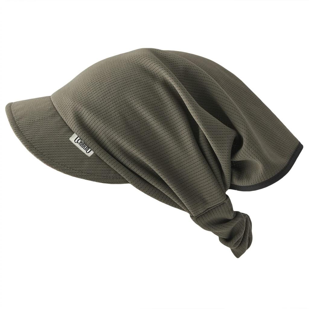 CHARM Turban Sun Visor with Cooler Pocket Lightweight and Stylish Sweat-Wicking, Quick-Drying, UV-Cut [Free Size/Khaki]