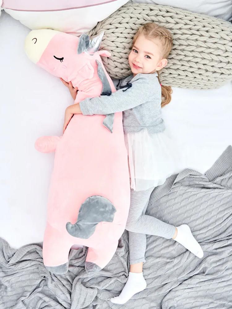 Professional Fishing Girls Pink/Blue Hug Pillow Unicorn Plush Toy Giant Stuffed Animal Soft Long Pillow Sleepig Unicorn Appease Doll For Kids Gifts