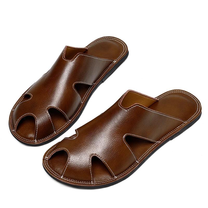 Fashion Men's Casual Slippers New Design Male Leather Shoes Half Drag Versatile Ultra-light Sandals Men Flip-flops Quick Dry Beach Flats