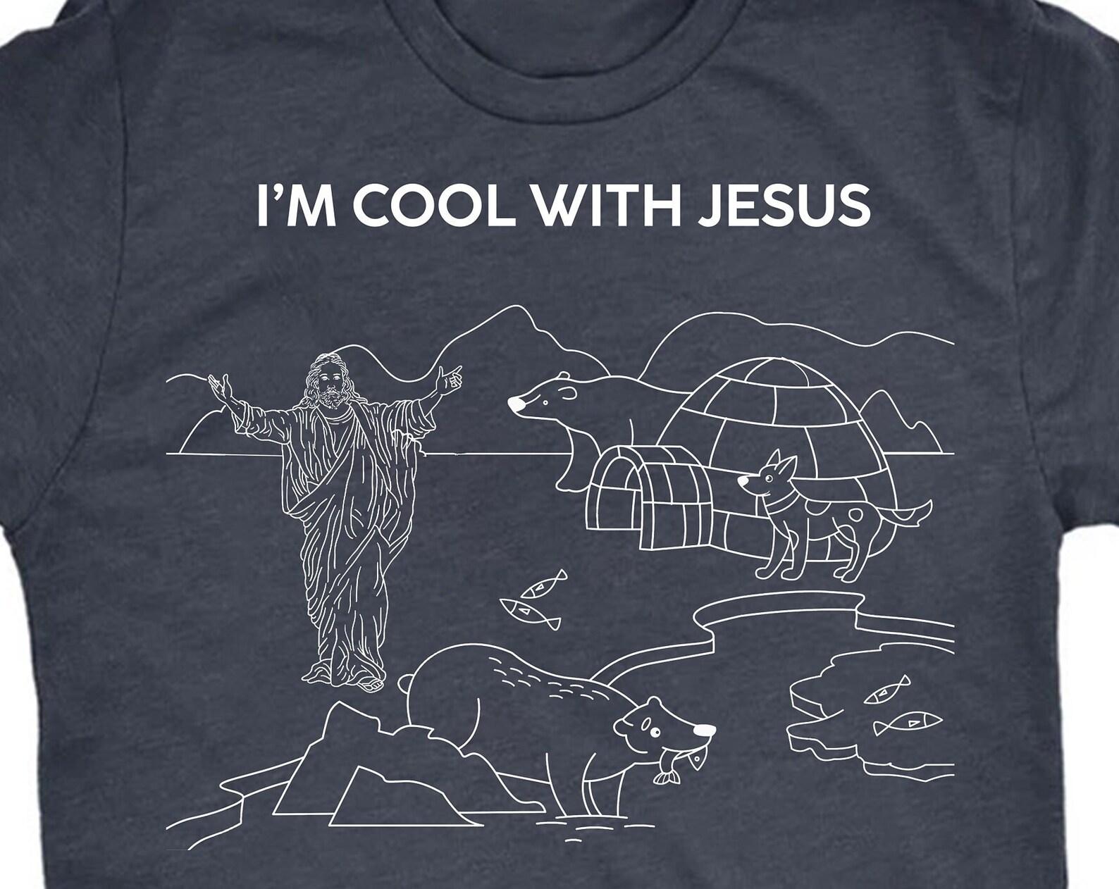 Funny Jesus Shirt, I m Cool With Jesus Shirts, Retro Faith Shirt, Trendy Christian Gift, Bible Verse, Offensive Graphic shirt, Christian tee M