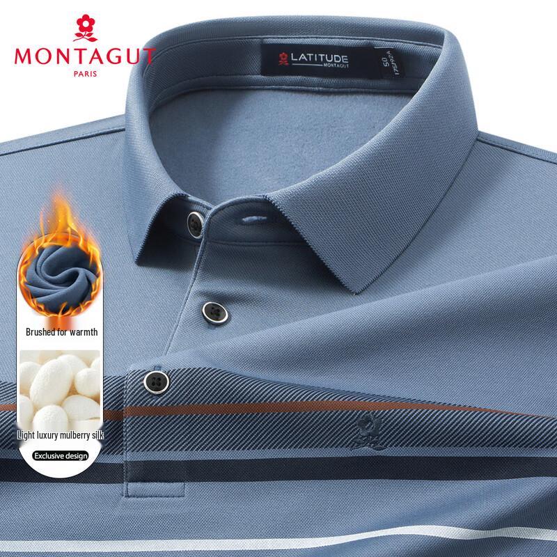 MONTAGUT Men s Striped Silk Blend Polo Shirt 52