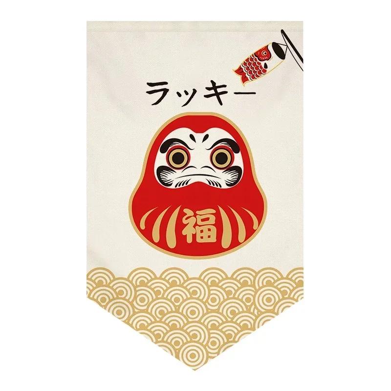 Japanese Curtain Sushi Restaurant Shop Hanging Short Curtain Doorway Triangle Flag Kitchen Noren Rideau Cortinas Home Decor