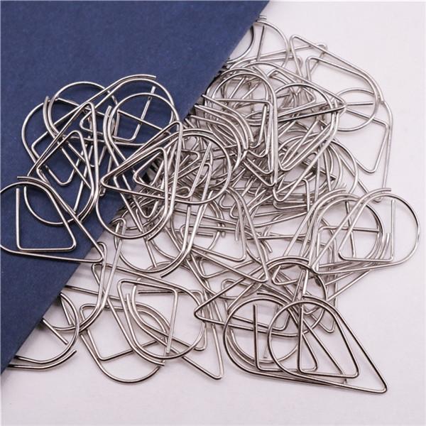 50 Stück Modellier-Büroklammern Metallmaterial Wassertropfenform Gold Silber Schwarzfarben Lesezeichen Notizklammern 2,5x1,5cm