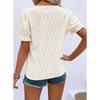Spring and Summer New Style V-neck T-shirt Puff Sleeves Jacquard Women's Casual Loose Short-sleeved Women's Clothing