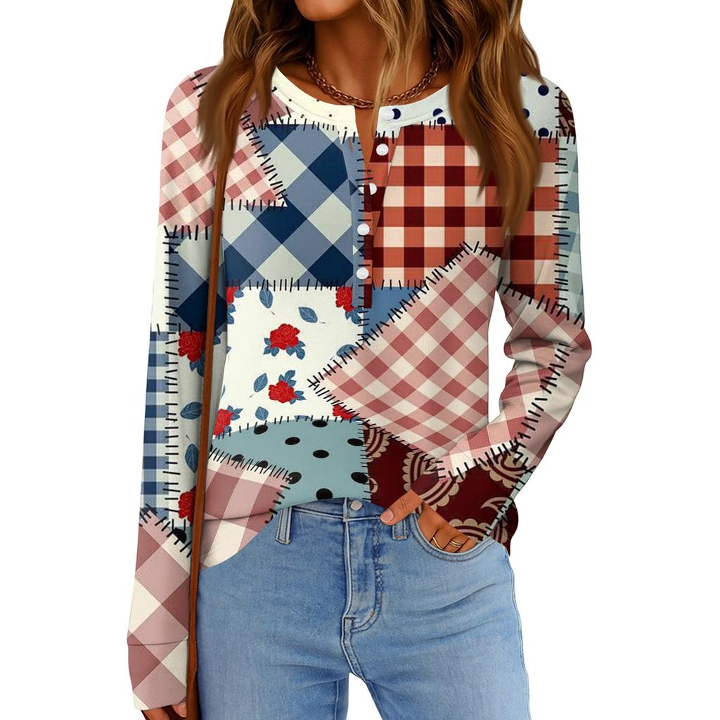 Damenmode Locker Langarm Rundhals Casual Oberteil