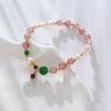 Natural Freshwater Pearl Strawberry Crystal Pendant Bracelet Bangles Women Fashion Jewelry Accessories Gift