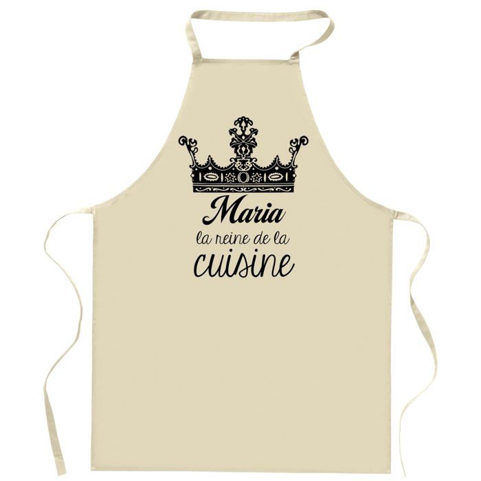 Tablier de cuisine - Maria Reine de la Cuisine - Coton résistant - Impression DTG France - Liens ajustables