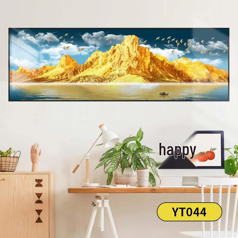 Golden Mountain Self-Adhesive Wall Art: Ideal for Bedrooms, Living Rooms, Hotels, and Guesthouses
