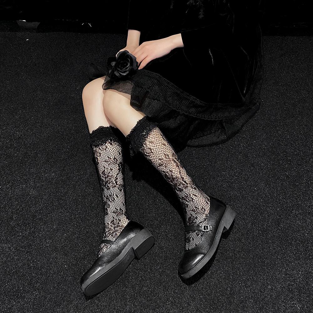 White lace calf stockings stockings women's summer lolita lolita stack socks mid tube socks jk stockings