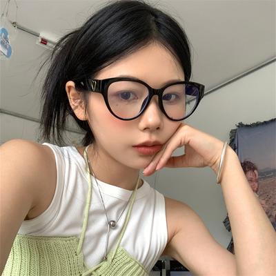 Spice Girl Sweet Cool Style Plain Myopia Glasses 2025 Love Flat Mirror Photo Cat Glasses Frame