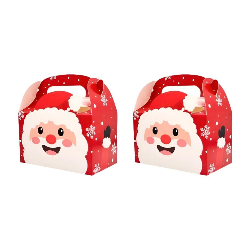 Environmental Friendly Paper Substance Christmas Holiday Party Candy Box With Handle For Cake Dessert Chocolate Gift Packaging Storage